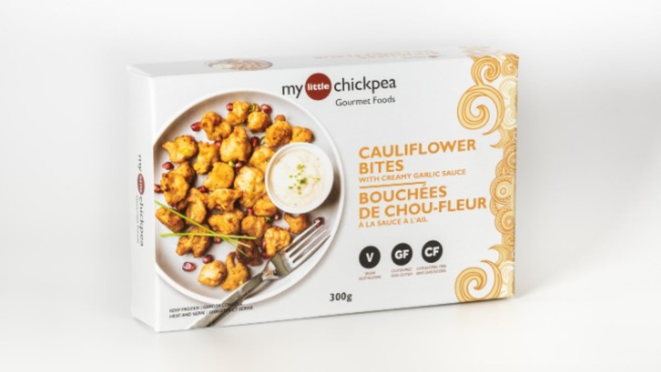 Package shot of My Little Chickpea Cauliflower Bites