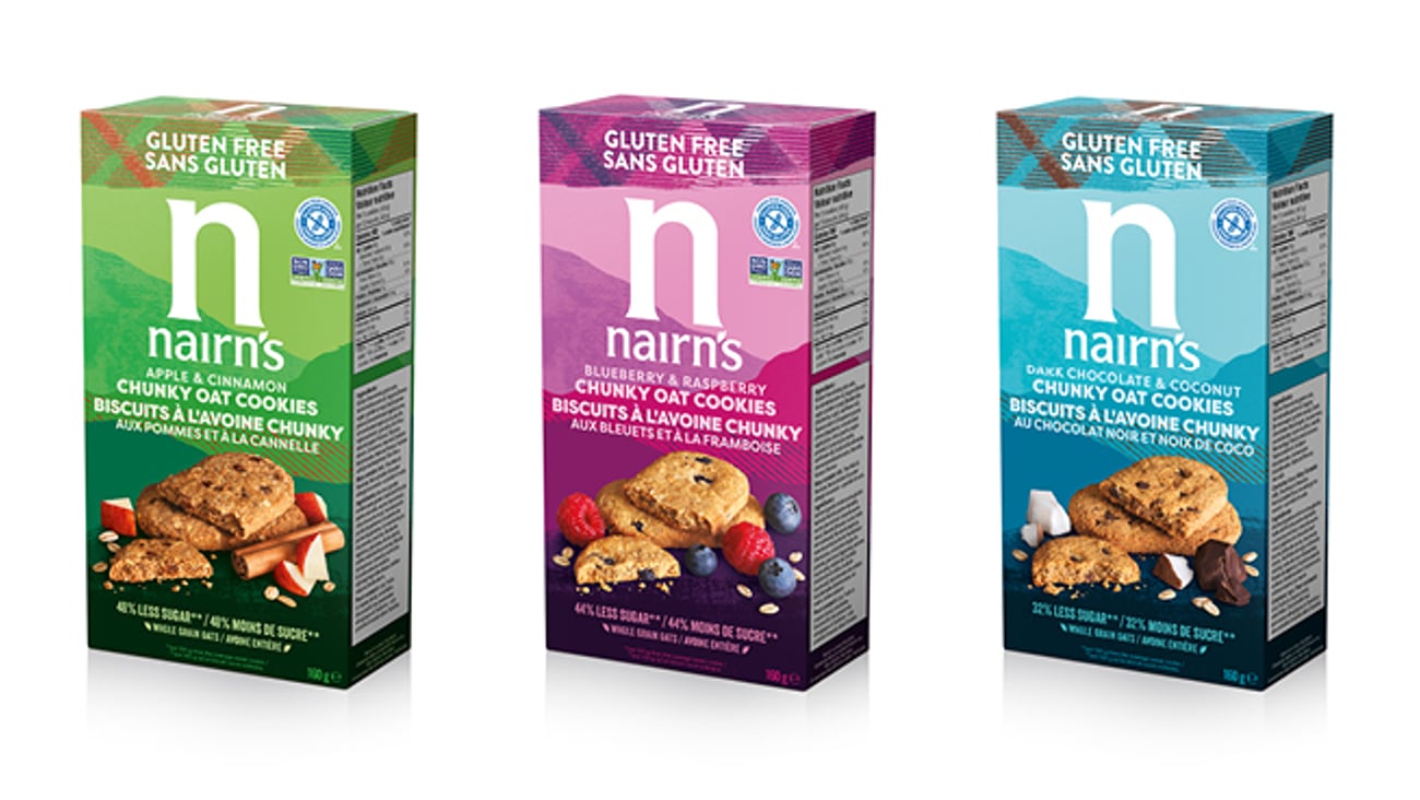 Nairn's cookie boxes against a white baackground