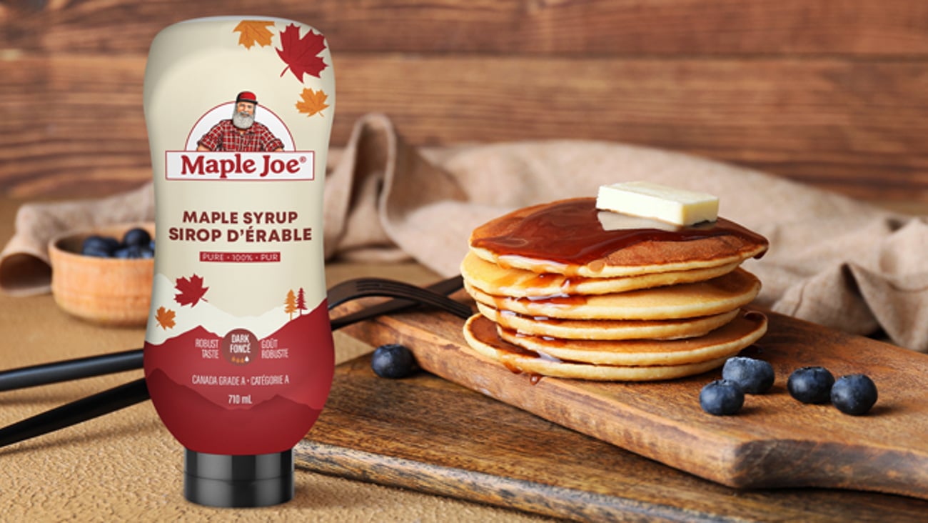 Maple Joe's brand-new line of maple syrup squeeze bottles