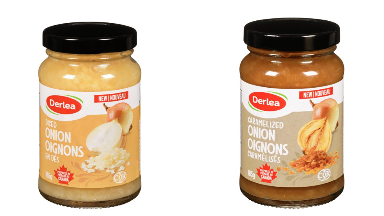 Jars of Derlea Brand Foods’ Diced Onion and Caramelized Onion