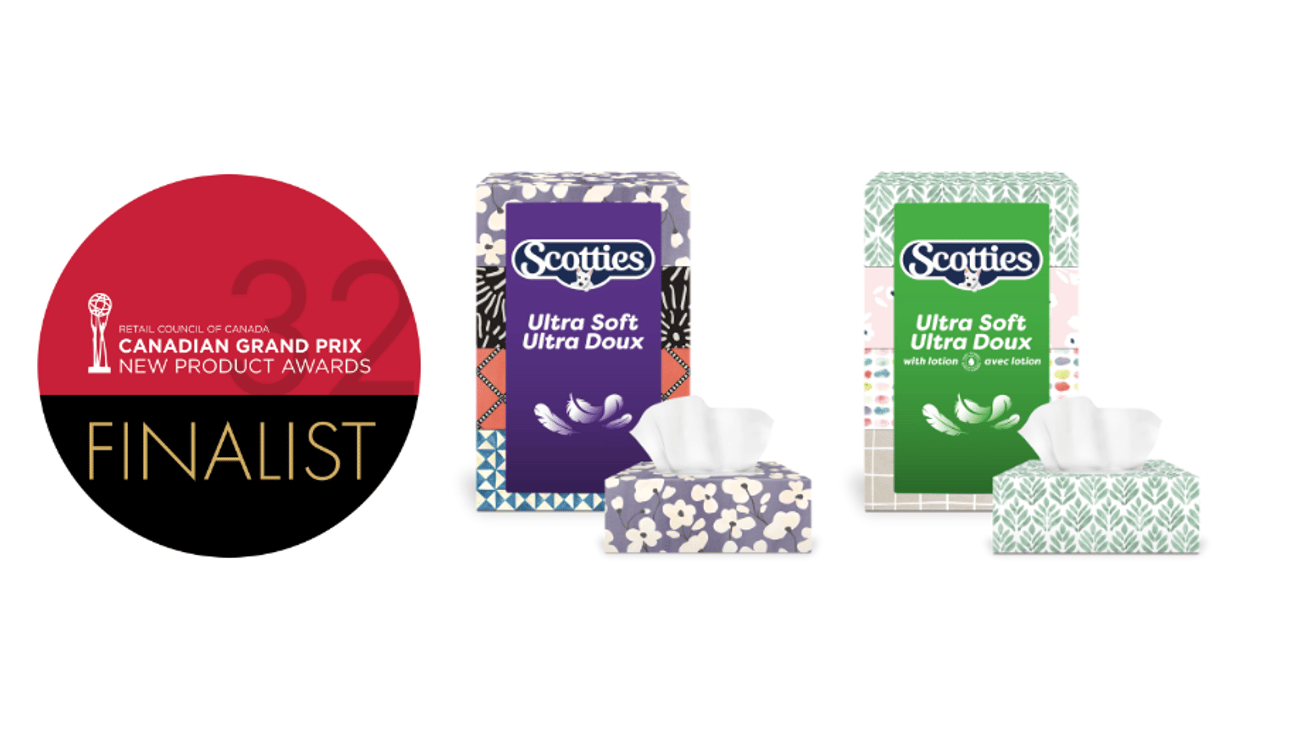 Boxes of Scottie Ultra Soft with the Grand Prix finalists logo
