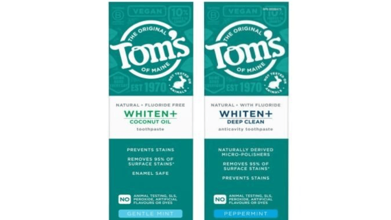 Boxes of Tom's of Maine Whiten+ Toothpaste
