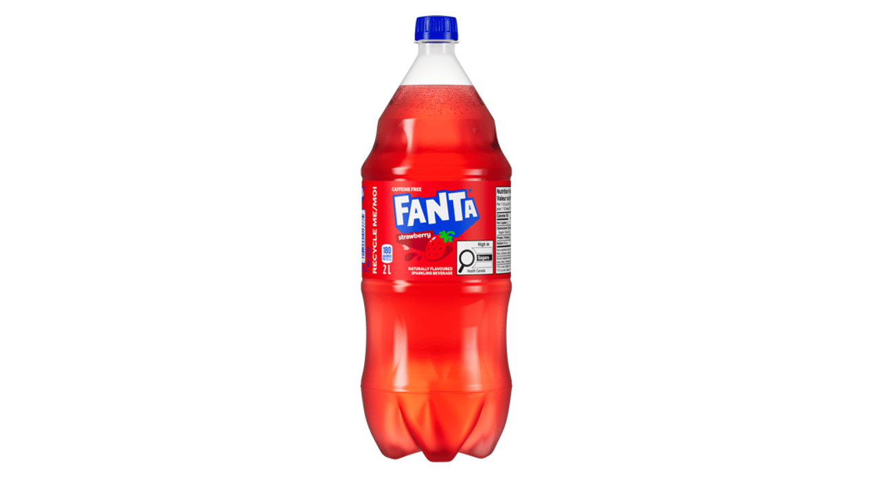 A bottle of Strawberry Fanta