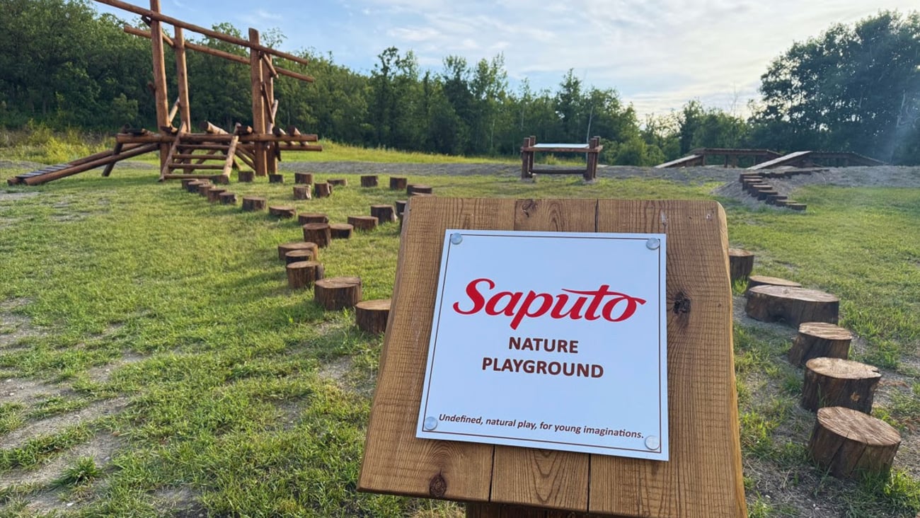 Saputo Nature Playground at Squirrel Hills Trail Park in Minnedosa, Manitoba