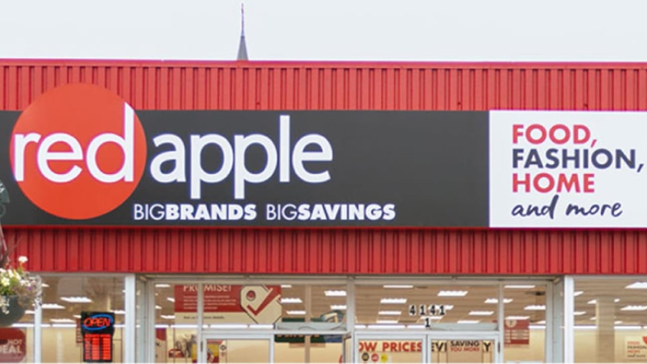 Red Apple Stores sign on the front of a location in Canada
