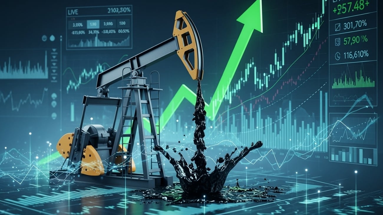  OIL PUMP , TRADING PLATFOMR CONCEPT, UPTREND ARROW, TRADING PLATFORM BACKGROUN