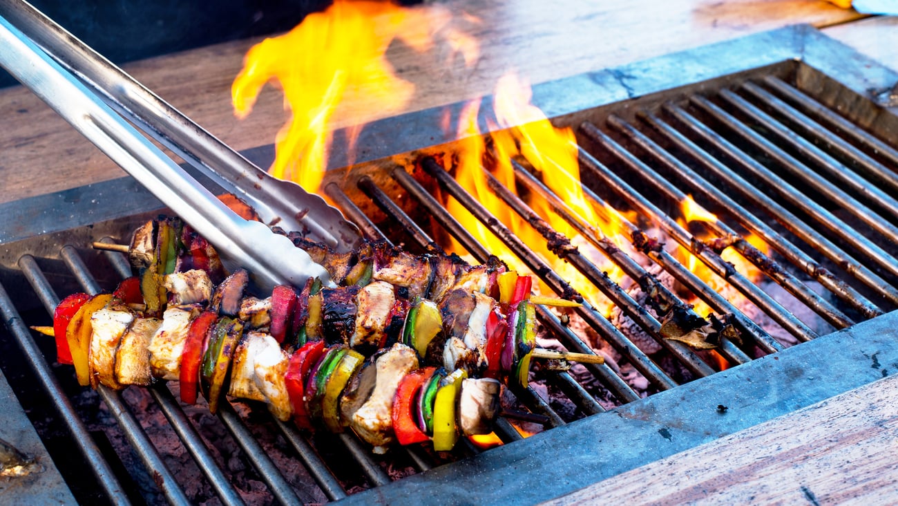 skewers on a grill