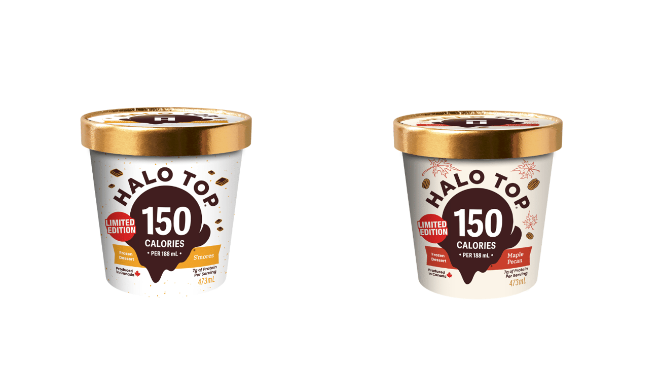 Tubs of Halo Top S'mores and Maple Pecan