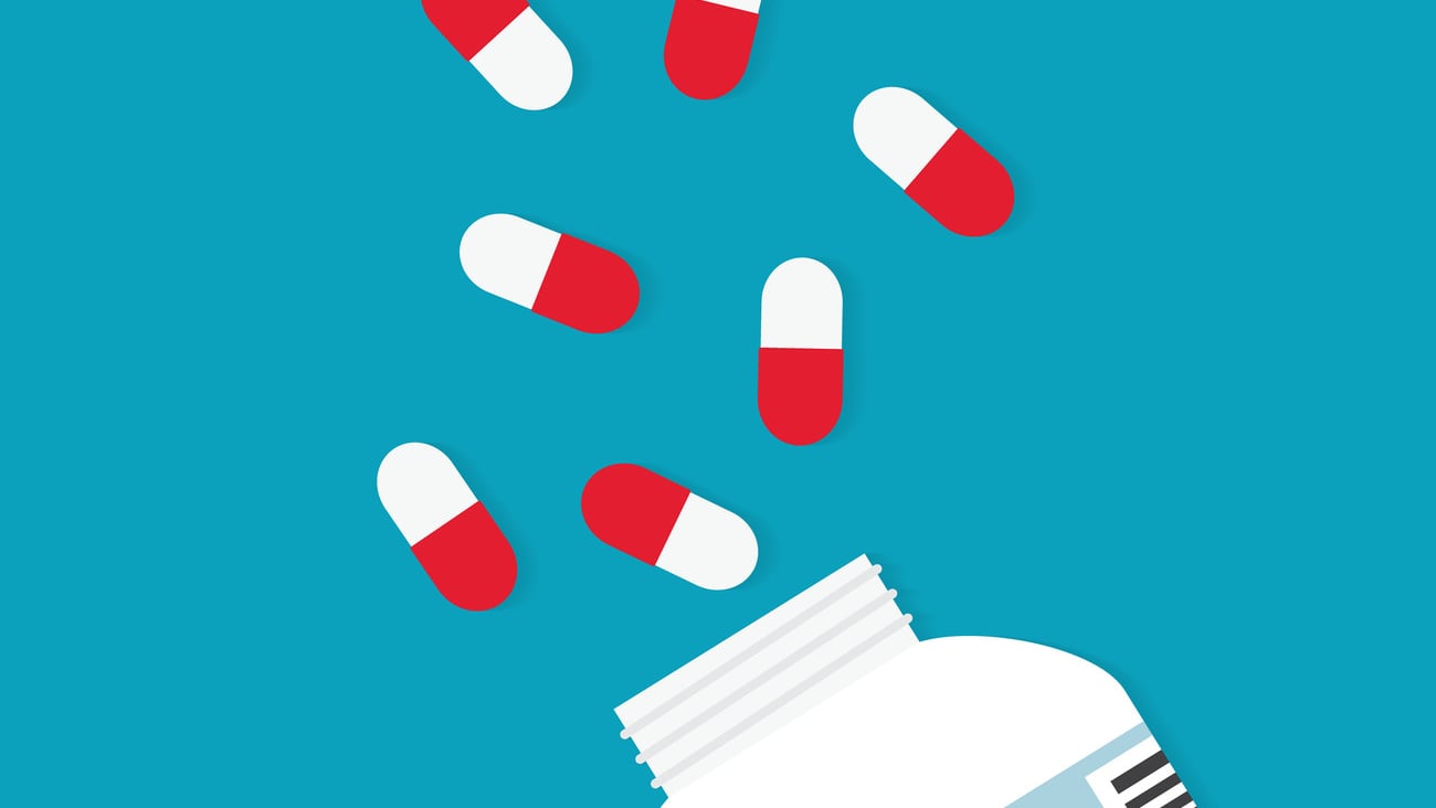 bottle with OTC Over The Counter drugs - vector illustration; Shutterstock ID 1726308769