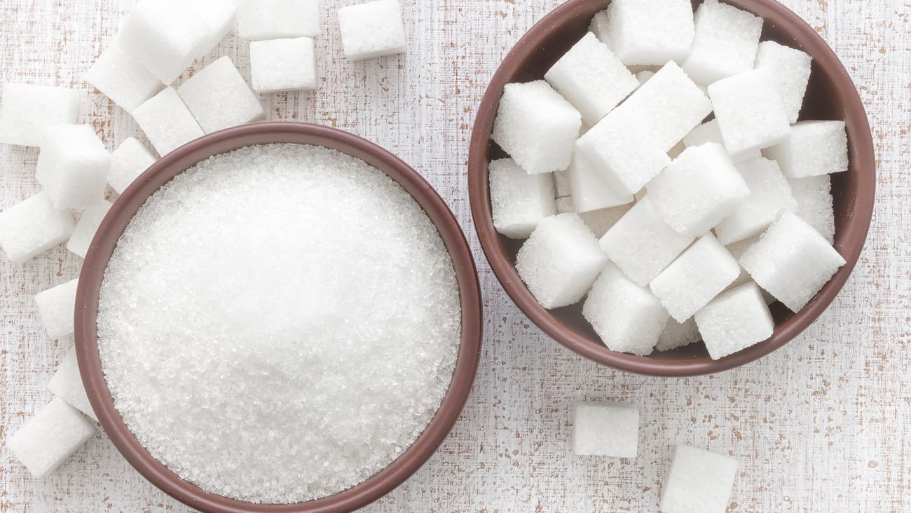 Side by side bowls of sugar