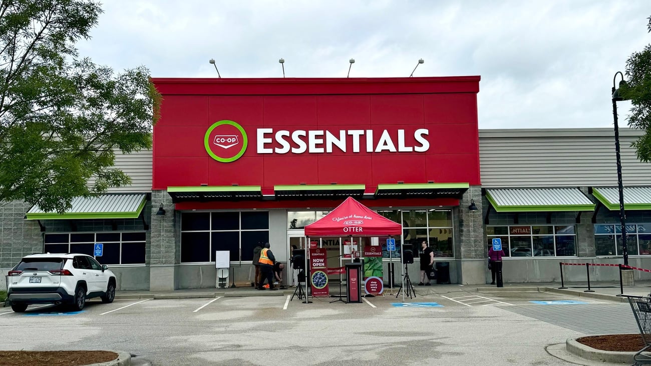 Exterior shot of Co-Op Essentials grocery store