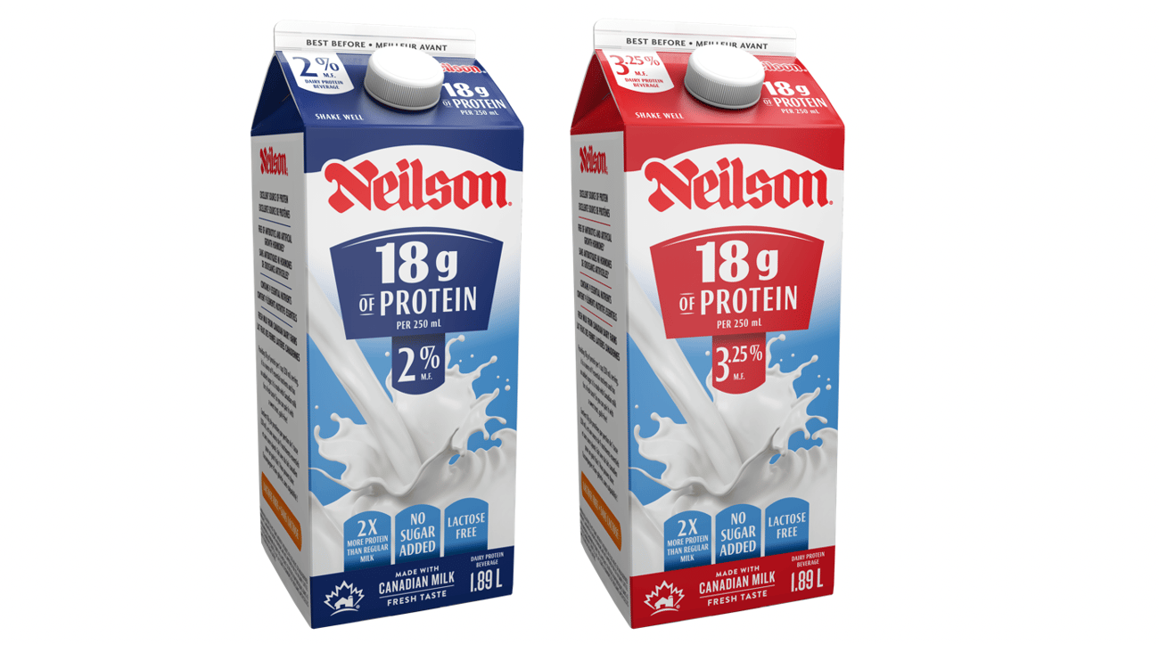 Two cartons of Neilson 18g of Protein milk