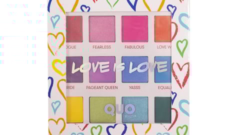 Eye shadow palette with hearts on the package
