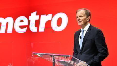 Metro CEO and president Eric La Fleche behind a podium