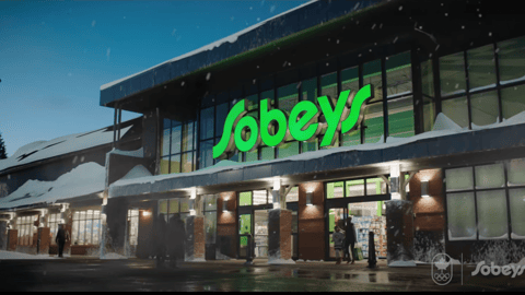 Night shot of a Sobeys taken from the parking lot.