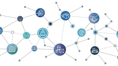 Modern thin line flat design element with distribution, logistics delivery symbols for web, marketing, presentation and print,Logistics concept.- vector illustration.