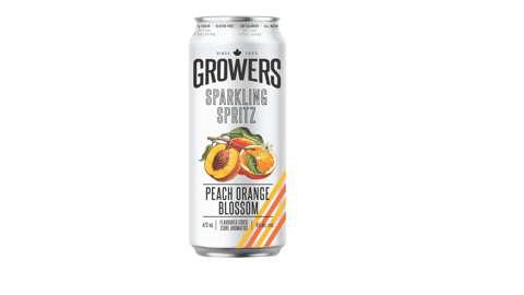 Can of Growers Sparkling Spritz Peach Orange Blossom 