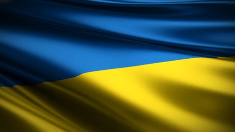 3D illustration of the Ukrainian flag