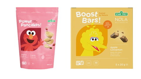 Power pancakes and boost bars, big bird, elmo