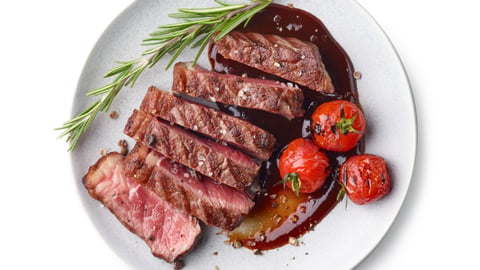 plate of sliced steak