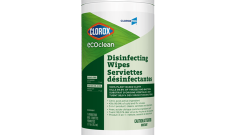 A container of Clorox EcoClean Disinfecting Wipes