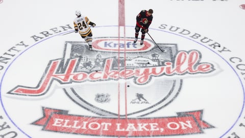 Image from the Kraft Hockeyville 2024 pre-season game featuring the Ottawa Senators and Pittsburgh Penguins. Photography by Dave Sanford/NHLI via Getty Selects/courtesy Kraft Heinz