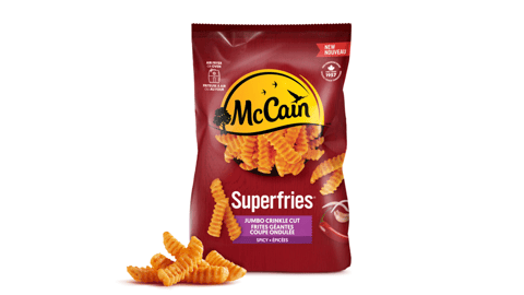 A bag of McCain Jumbo Crinkle Fries 