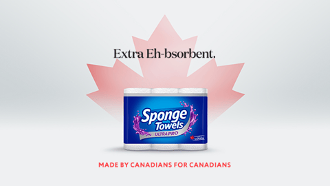 A pack of SpongeTowels in front of a red maple leaf