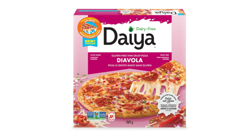 A boy of Daiya diavola pizza