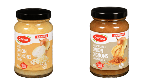 Jars of Derlea Brand Foods’ Diced Onion and Caramelized Onion