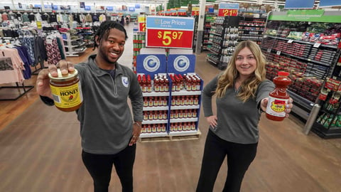 Nova Scotia Loyal brand ambassadors Aljero Knowles (left) and Taylor Dominic at the Walmart in Bedford. 