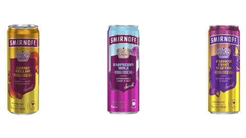 Three cans of ready-to-drink Smirnoff vodka cocktails