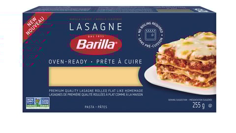 A box of Barilla Oven-Ready Lasagne