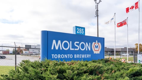 A ground sign for Molson Coors Toronto Brewery is seen in Etobicoke, Toronto, Canada. The Molson Brewery is a Canadian brewery and beer company.