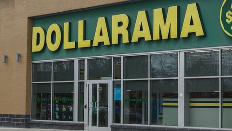  Close-up of Dollarama store sign on the building