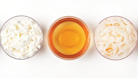 Fermented foods in clear dishes