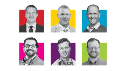 A collage of headshot of leadership from Goodness Me! Natural Food Market, Pattison Food Group, Nature’s Emporium, Vince’s Market, Summerhill Market and Mike Dean Local Grocer