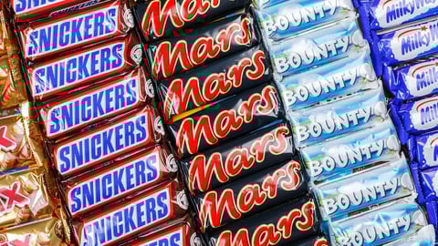 Twix, Snickers, Mars and Bounty chocolate bars
