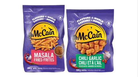 Bags of McCain's new frozen south-asian inspired potato products