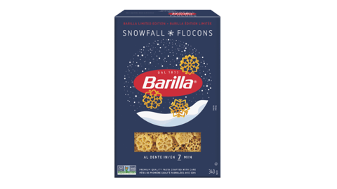A box of Barilla Limited-Edition Snowfall Pasta