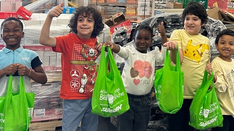 Kids with shopping bags