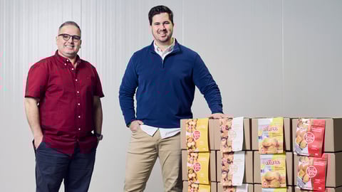 Wallace Franca and Marcelo Braga pose with their Frittos & Co. products 