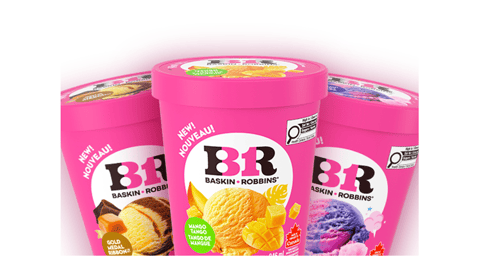 Tubs of Baskin-Robbins Ice Cream