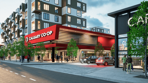 North Hill Calgary Co-op mixed-use building rendering