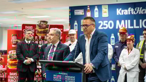 Kraft Heinz Canada president Simon Laroche at a podium