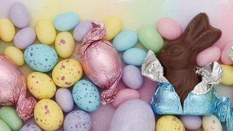 Chocolate Easter eggs and chocolate bunnies