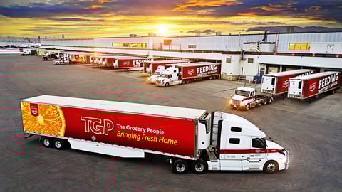 TGP trucks in front of a warehouse