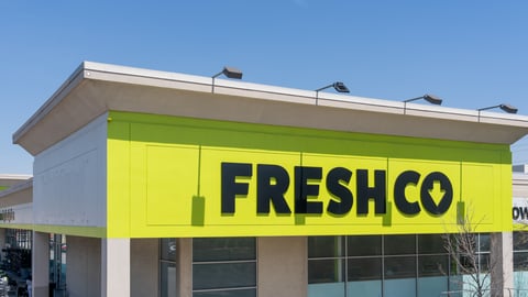Outside a FreshCo store in Toronto.