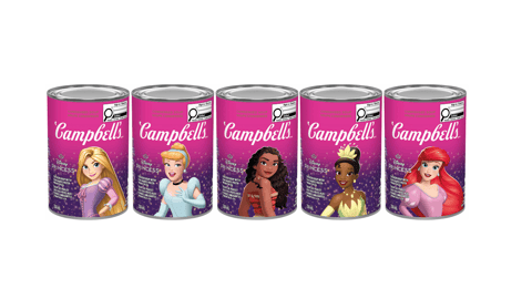 Tins of Campbell’s Condensed Chicken Soup with Disney Princess Shaped Pasta 