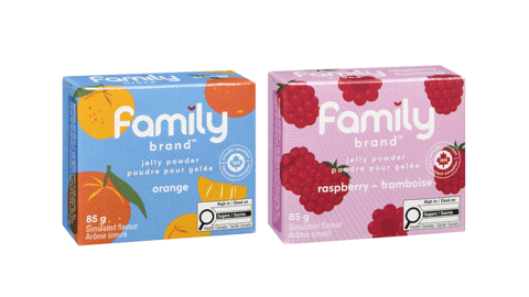 Boxes of Family brand jelly powders